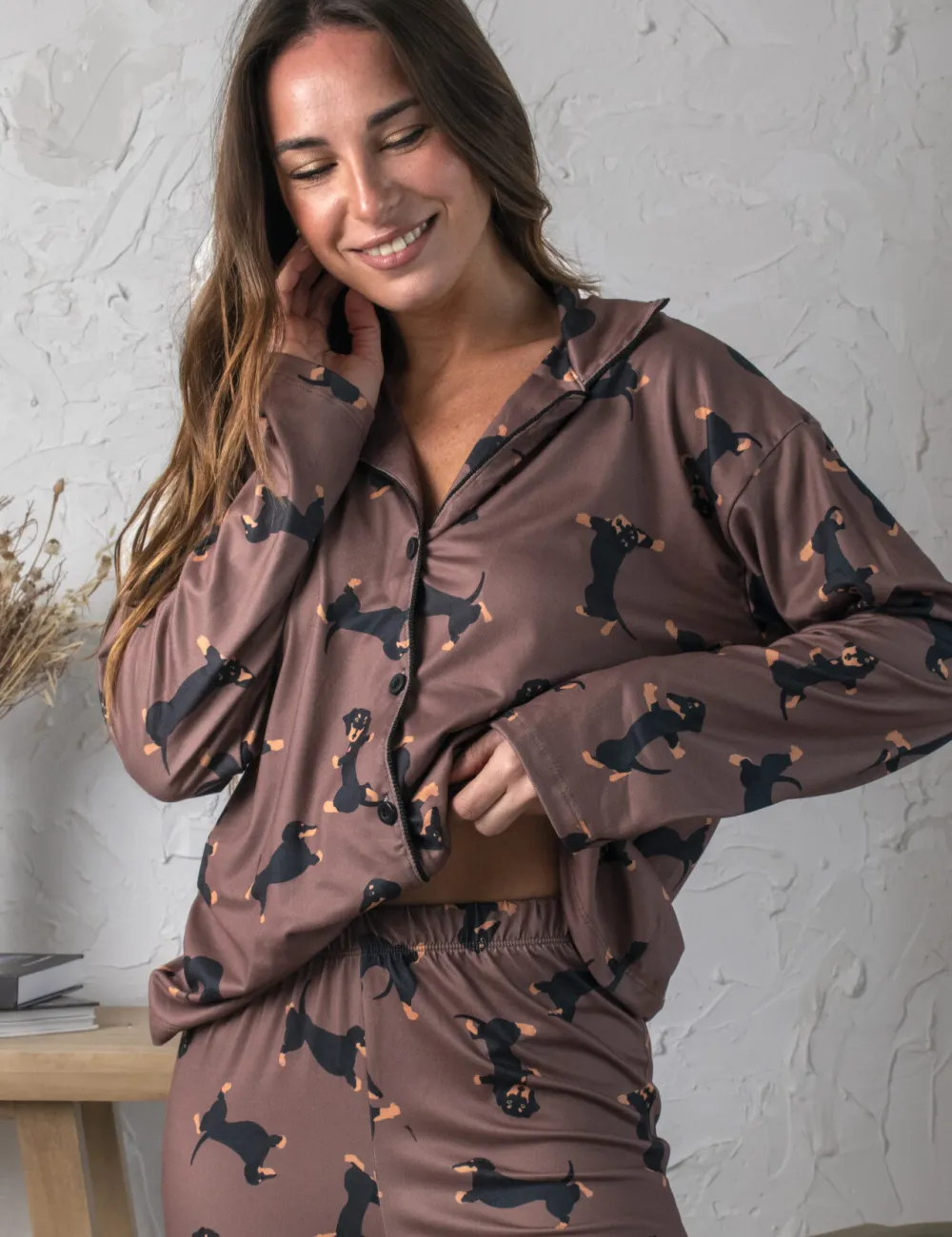 Pijama Camisero Salchi Marron Atlas - Imagen 8