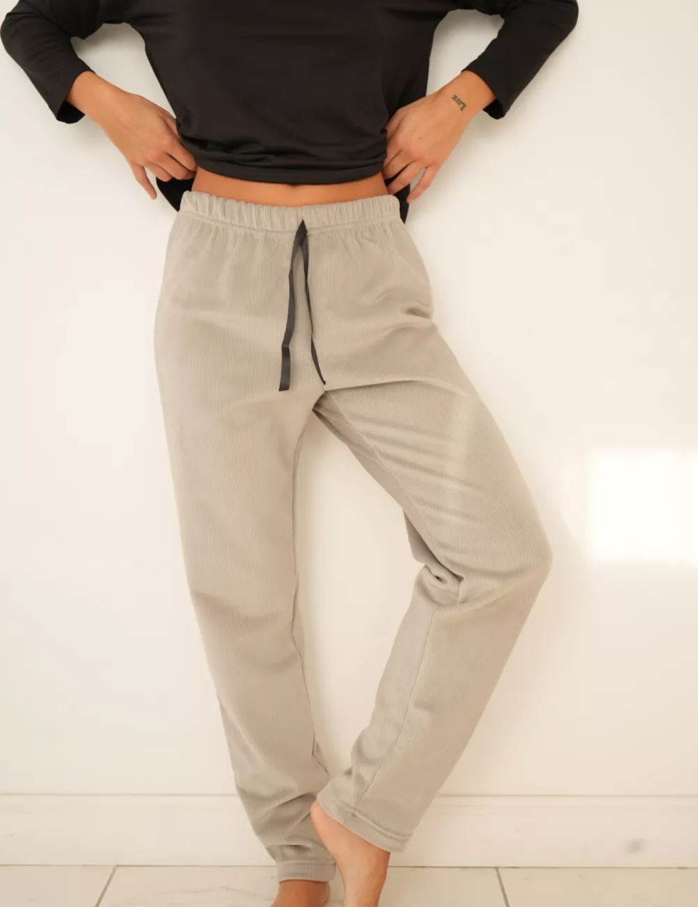 Pantalón pijama Gris liso Plush