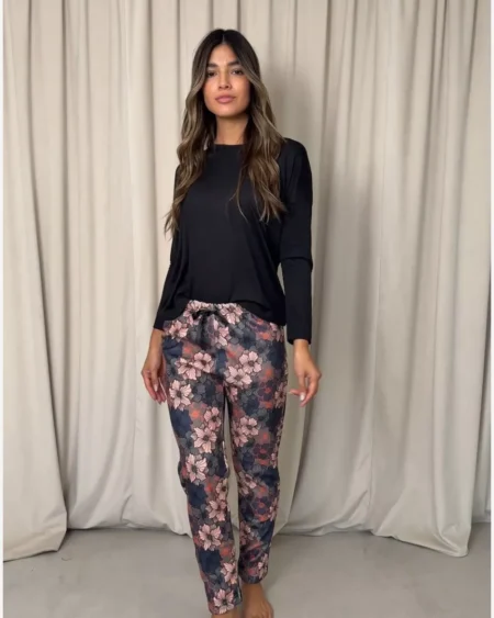 Pantalón Pijama Flores Plush