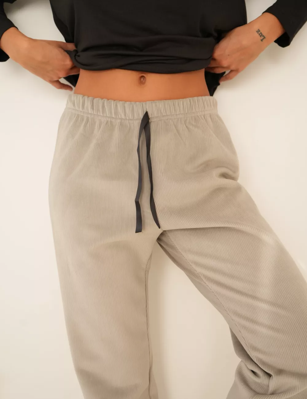 Pantalón pijama Gris liso Plush - Imagen 2