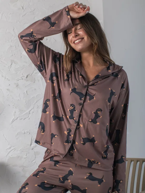 Pijama Camisero Salchi Marron Atlas - Imagen 6