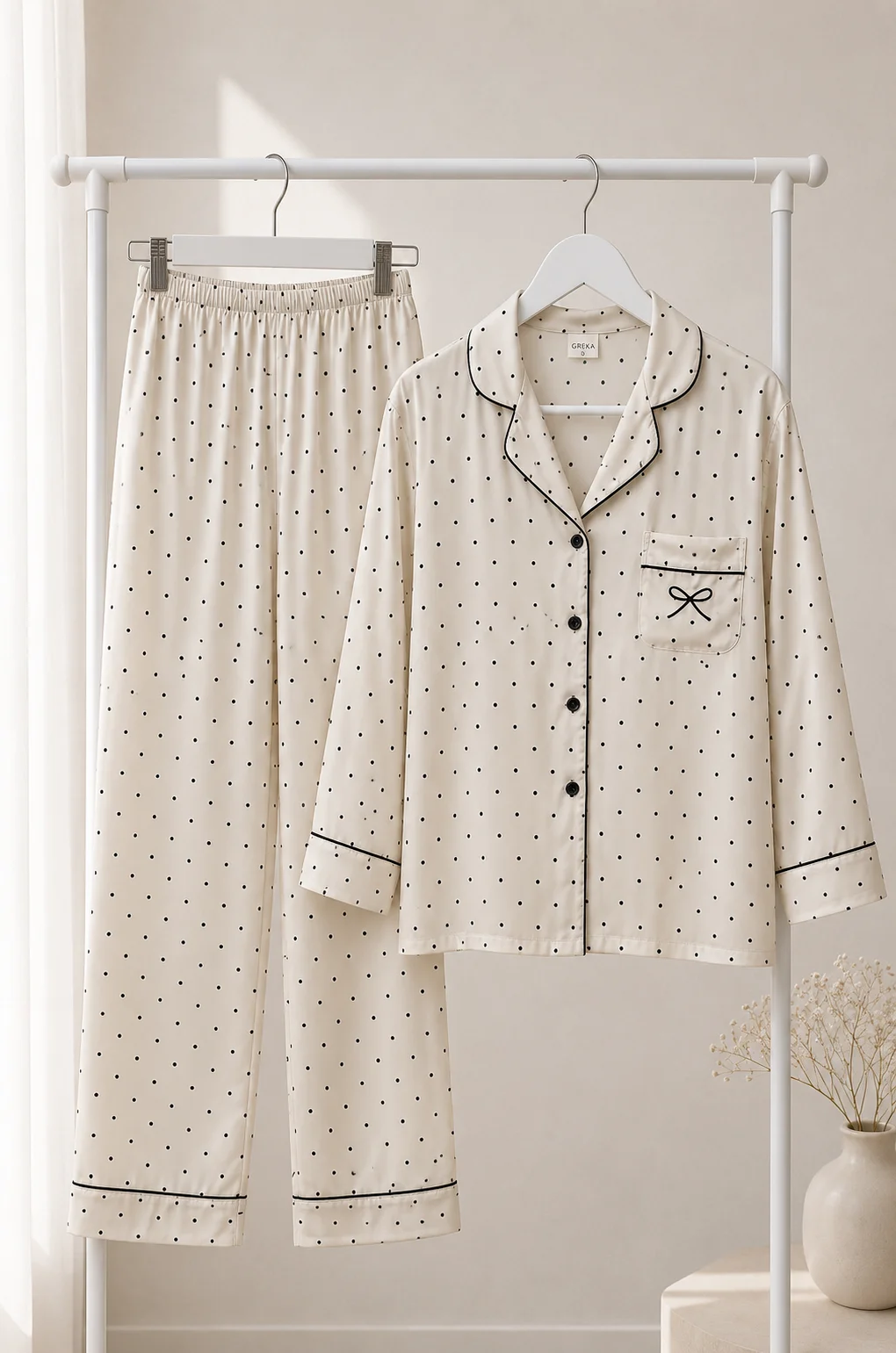 Camisero de Seda Crema Lunares - Imagen 2