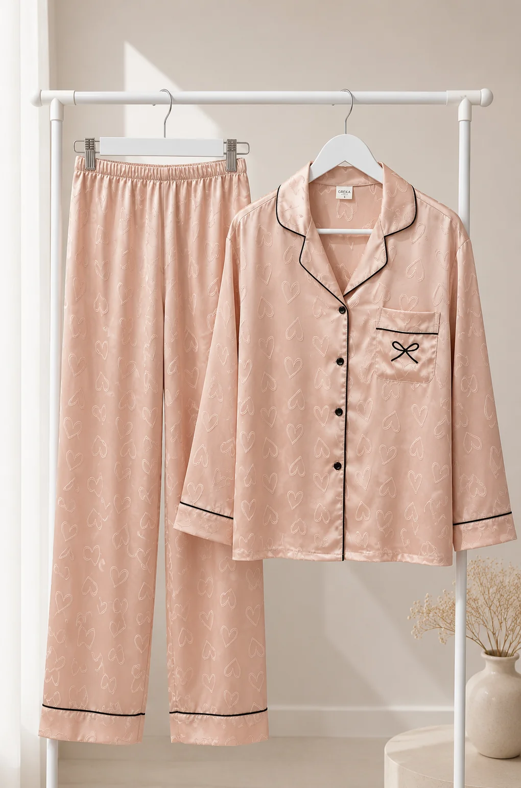 Camisero de Seda Coral Corazones - Imagen 3