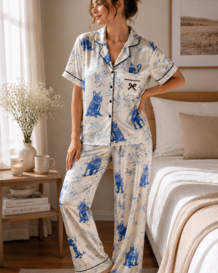 Pijama Camisero Seda Bulldog