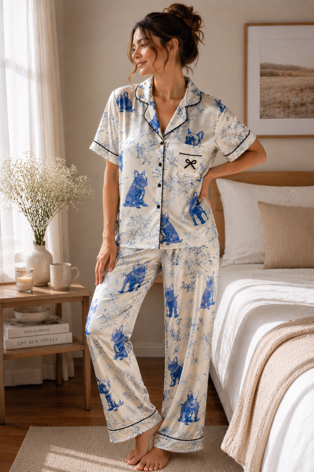 Pijama Camisero Seda Bulldog