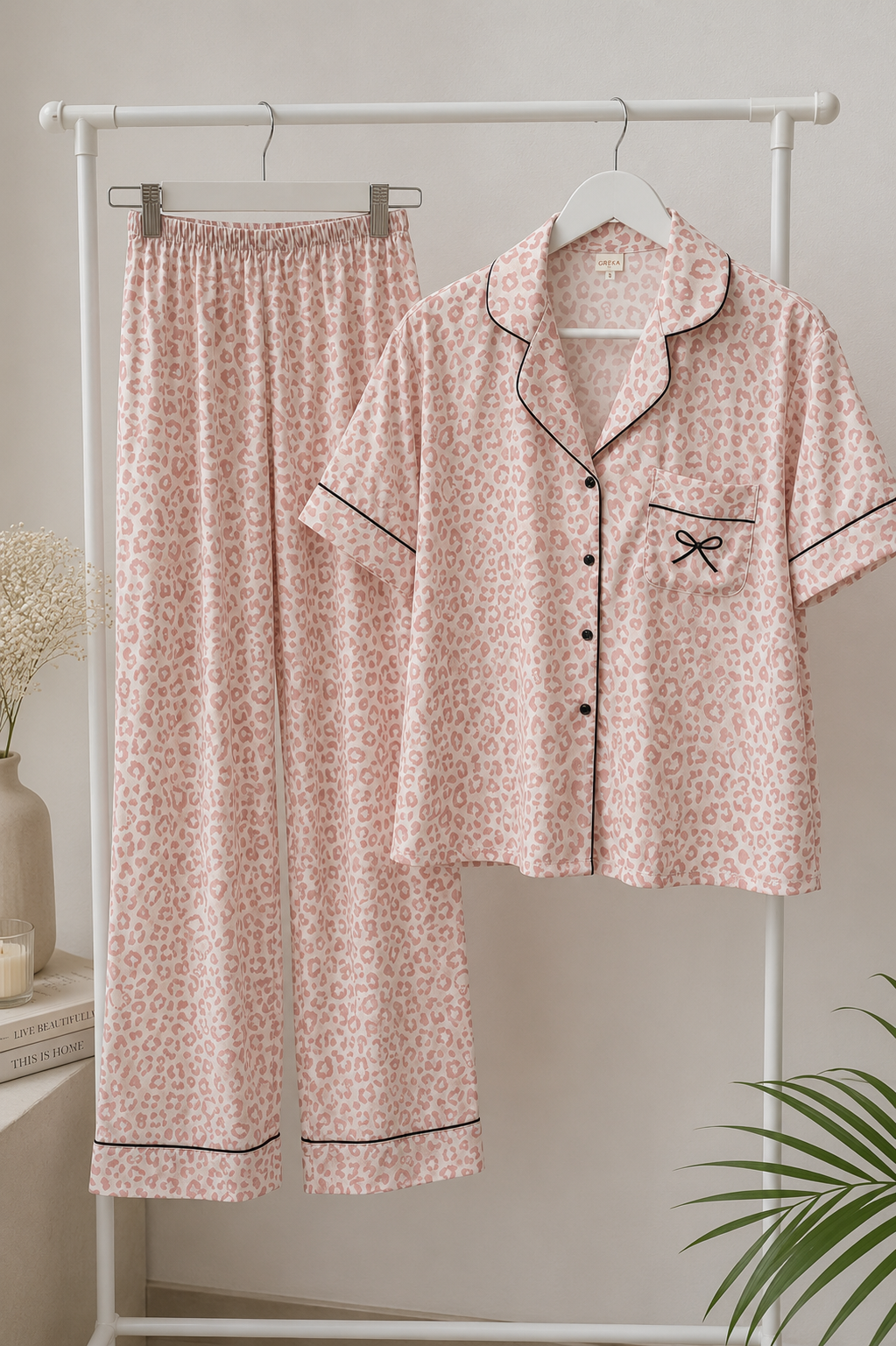 Pijama Camisero Print Rosa - Imagen 2