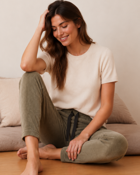Pantalón Pijama Verde liso Plush
