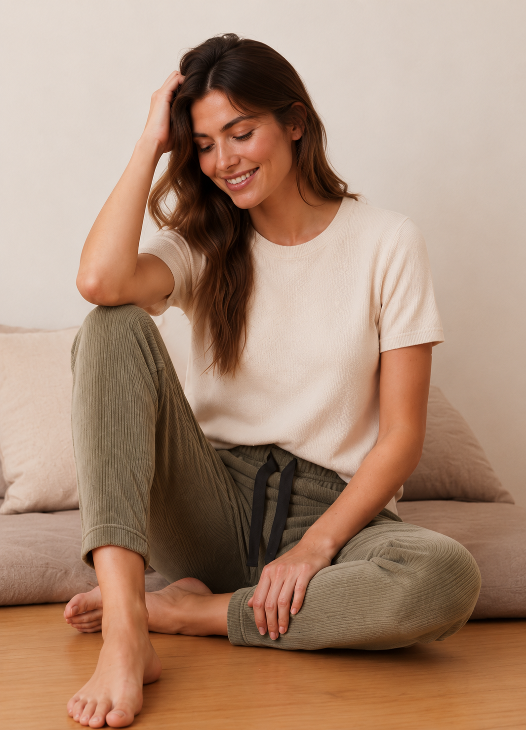 Pantalón Pijama Verde liso Plush