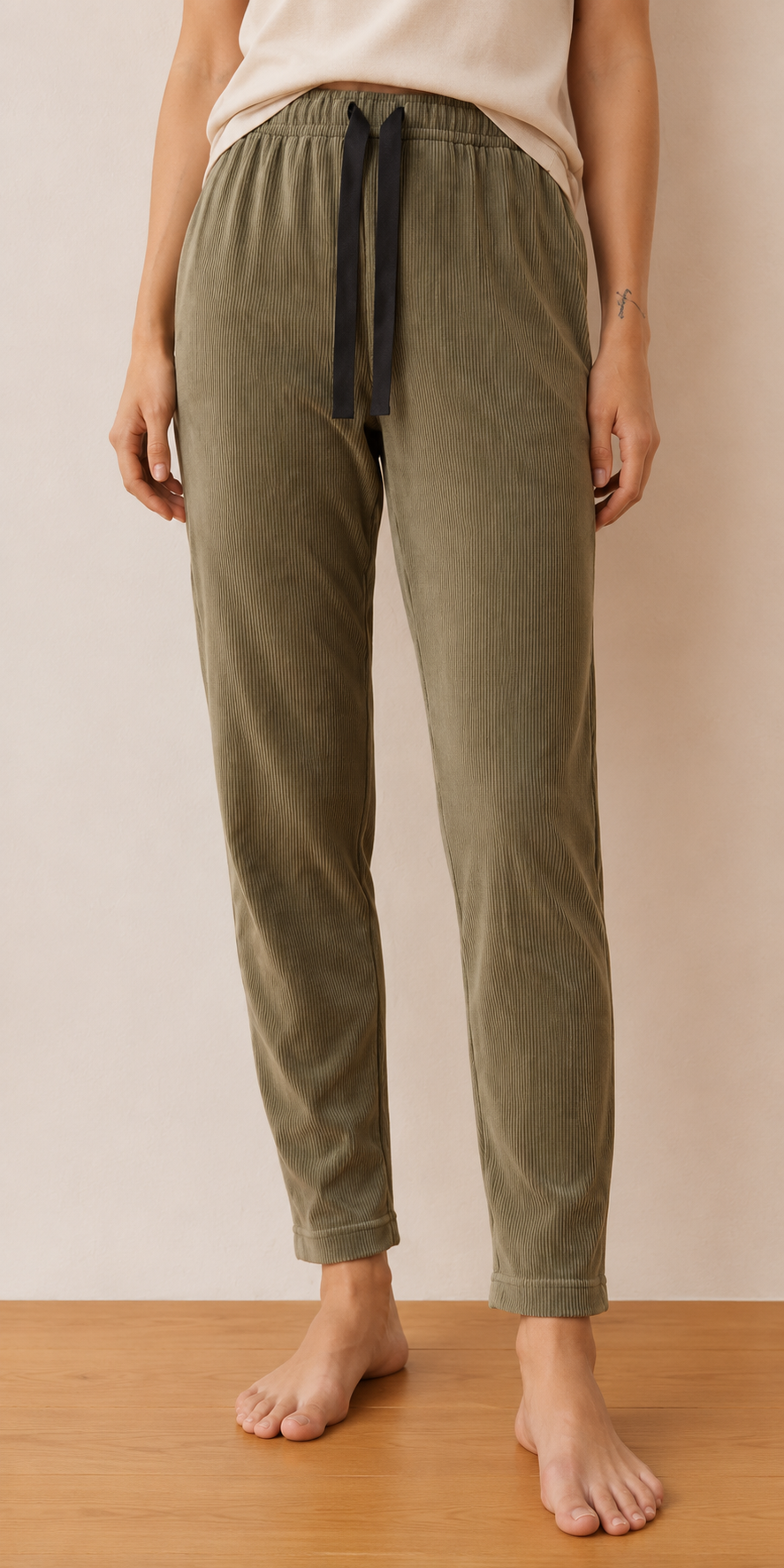 Pantalón Pijama Verde liso Plush - Imagen 3