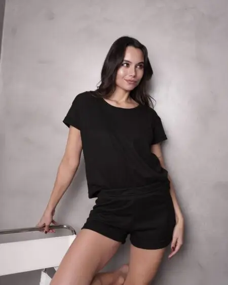 Pijama Waffle Algodon Negro