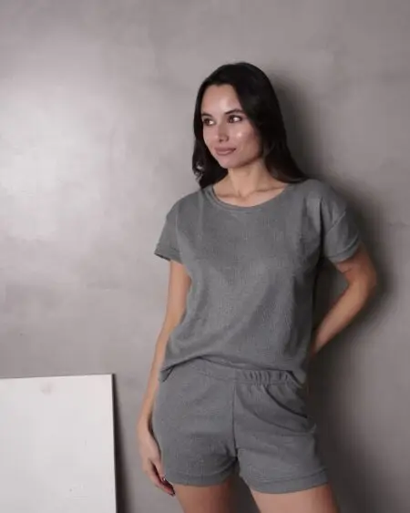 (Últimos M, L y XXL) Pijama Waffle Algodón Gris