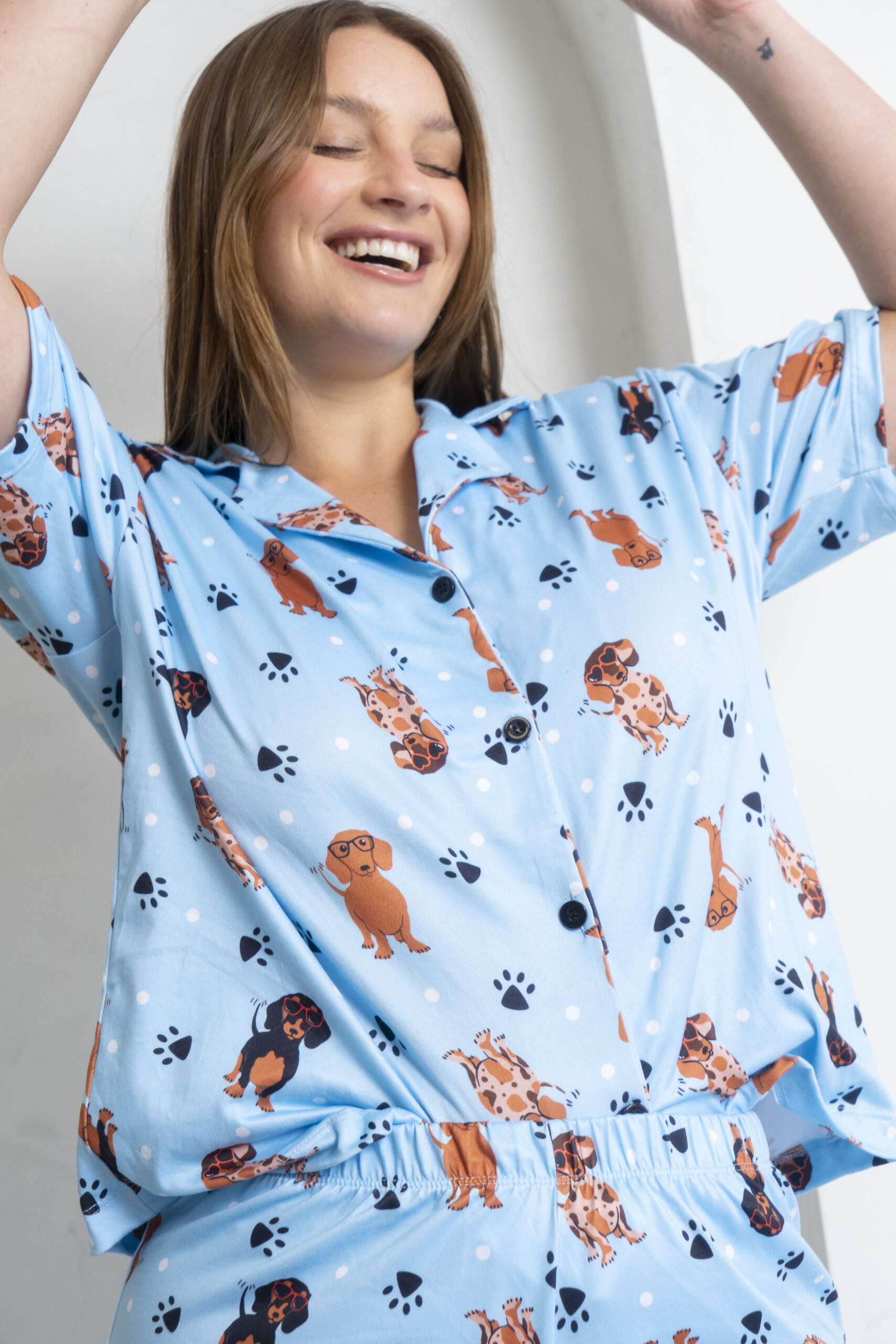 Pijama Camisero Salchis Verano Celeste - Imagen 4