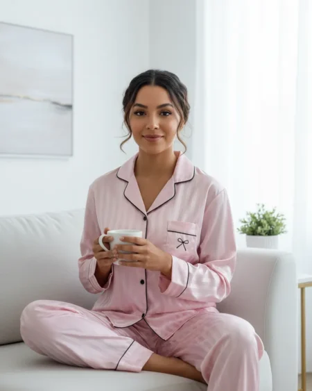 Camisero de Seda Rayas Rosas
