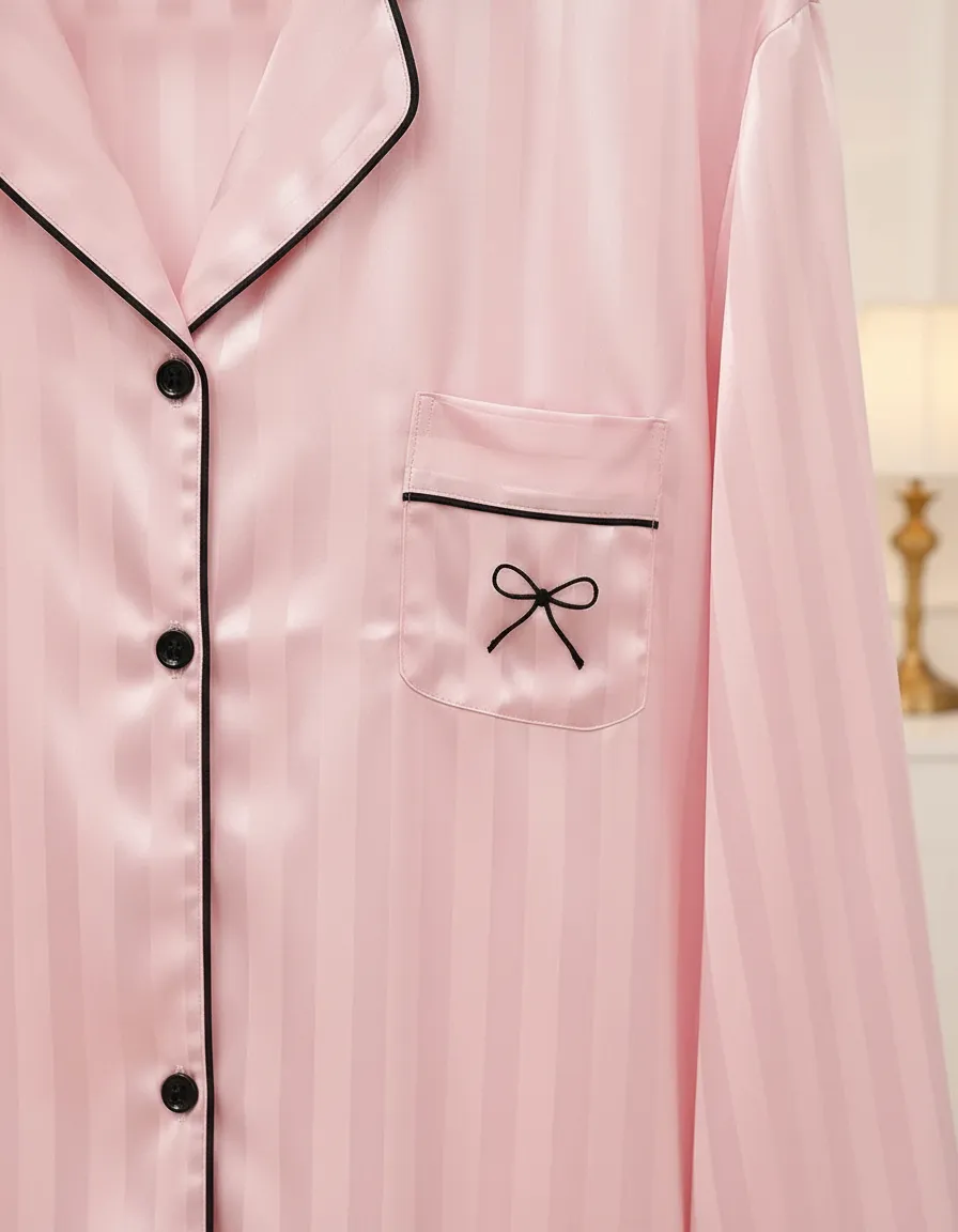Camisero de Seda Rayas Rosas - Imagen 2