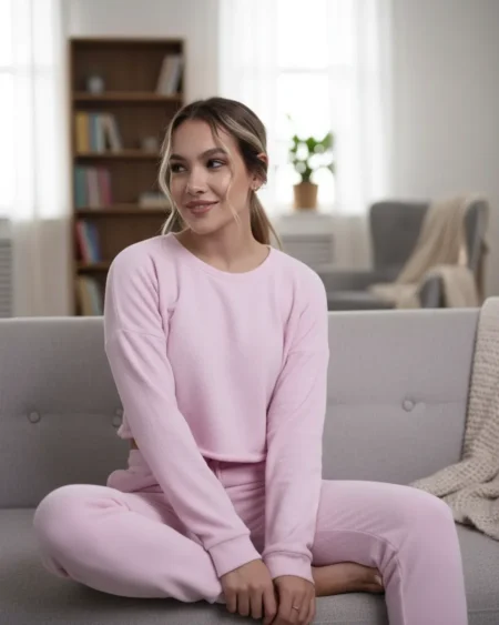 Pijama Micropolar Crop Top Rosa