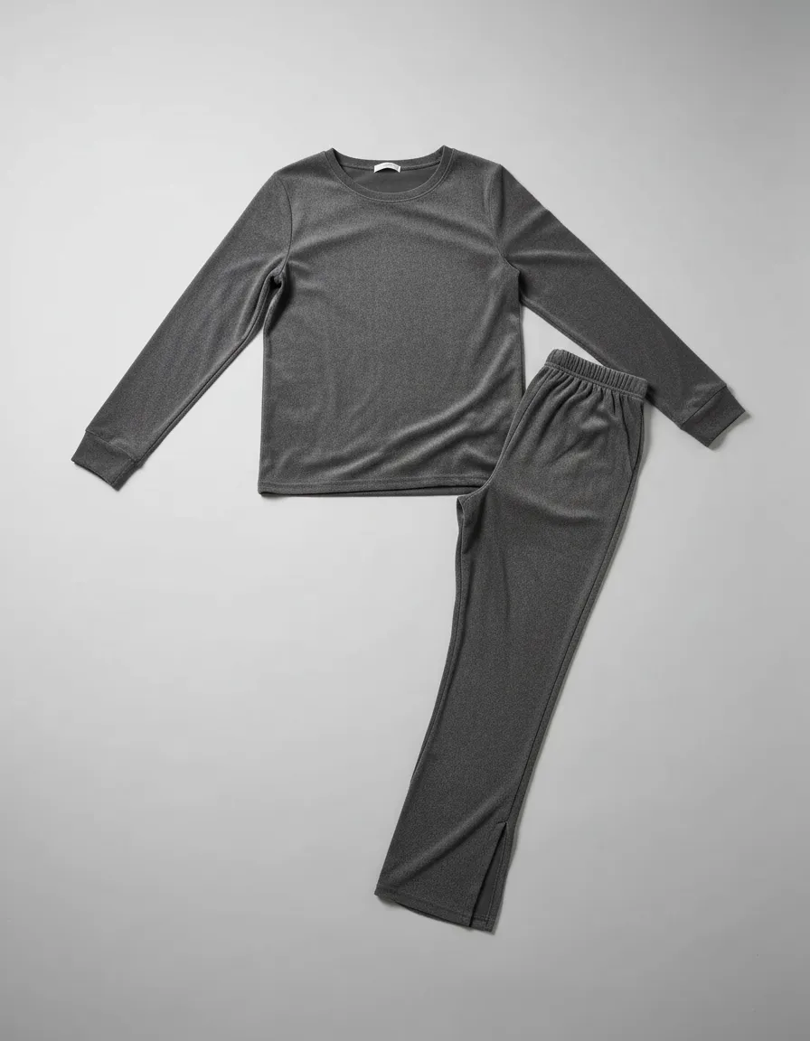 Pijama Velvet Liso Gris Oscuro - Imagen 8