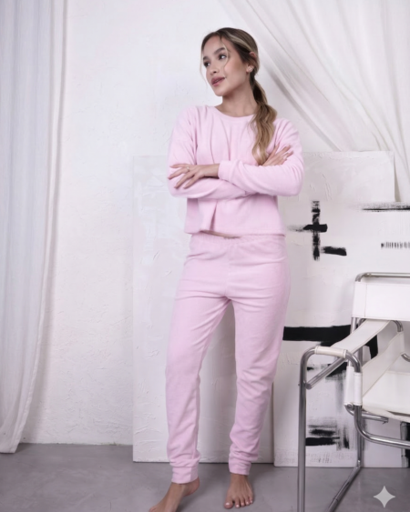 Pijama Micropolar Crop Top Rosa